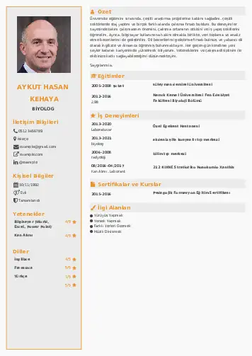 Biyolog CV Örnekleri cv indir